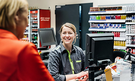 Womens are talking in supermarket