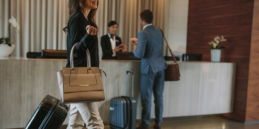 People standing at hotel's reception