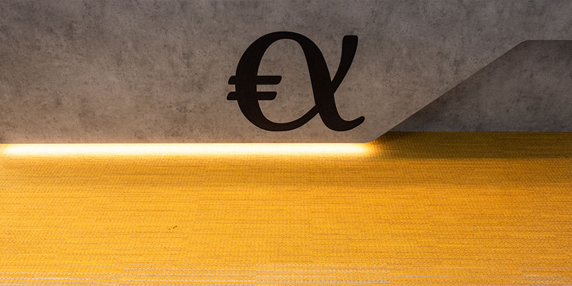 Reception desk with golden metal elements