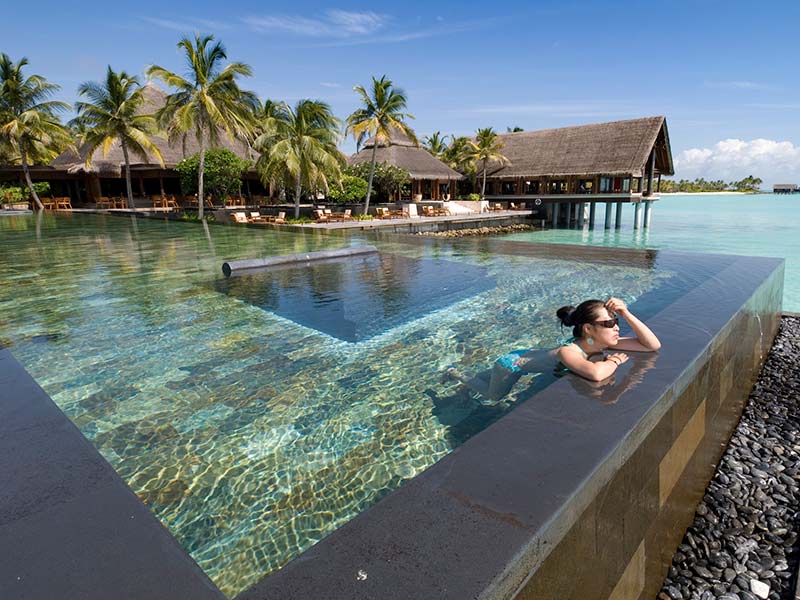 A girl swimming in the pool