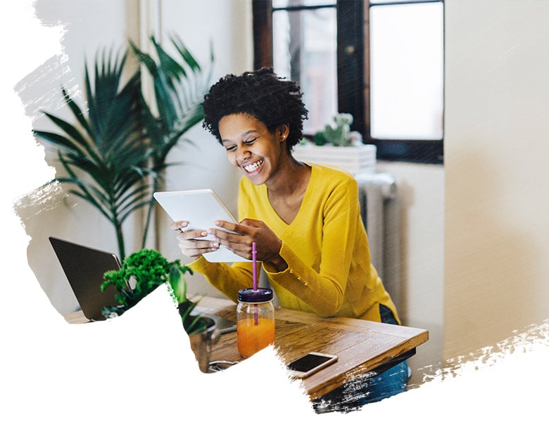 woman smiling, living